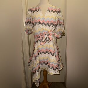 N12H Alice Chevron Patterned eyelet asymmetrical Dress